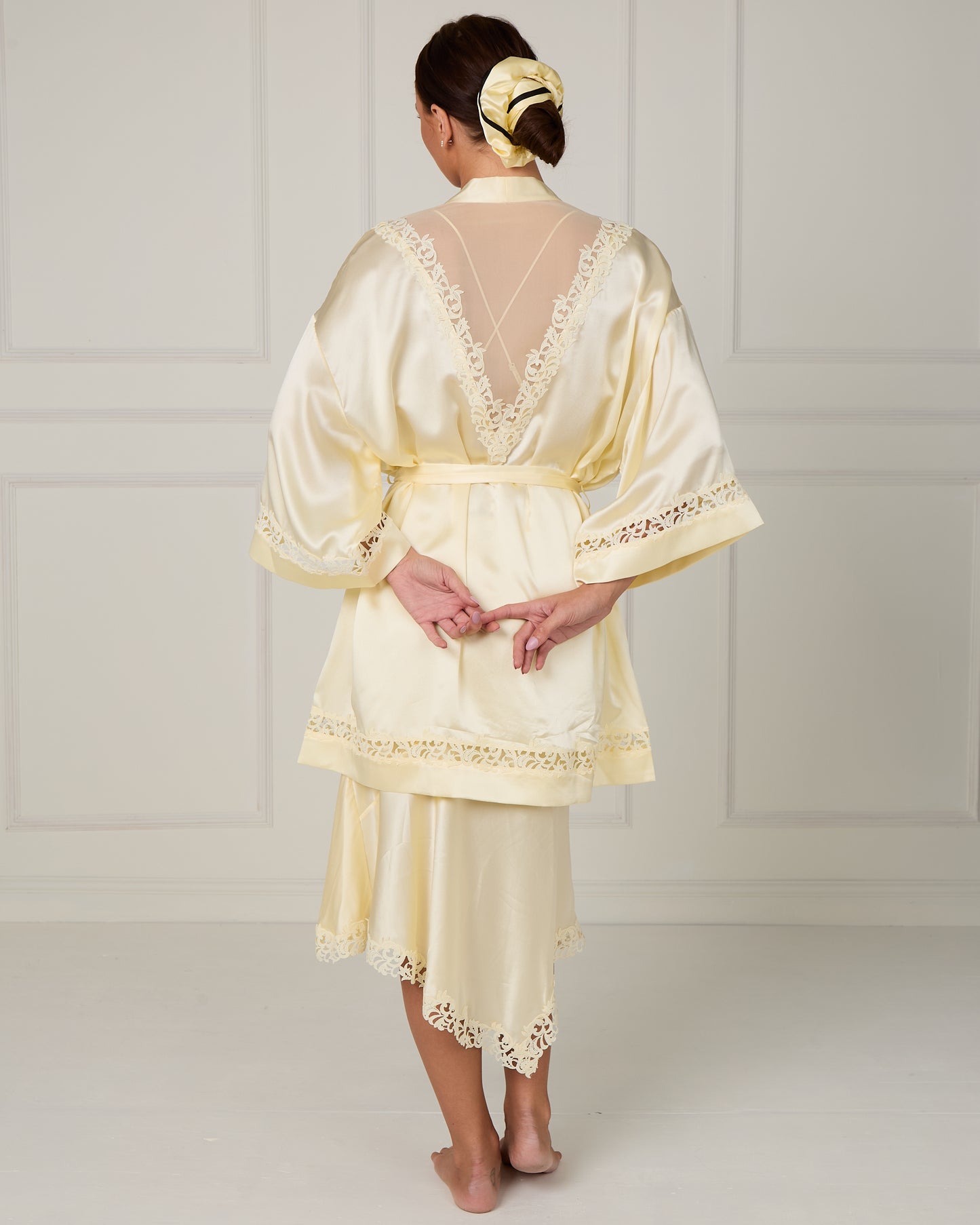 Serenya - Silk Lace Kimono Robe