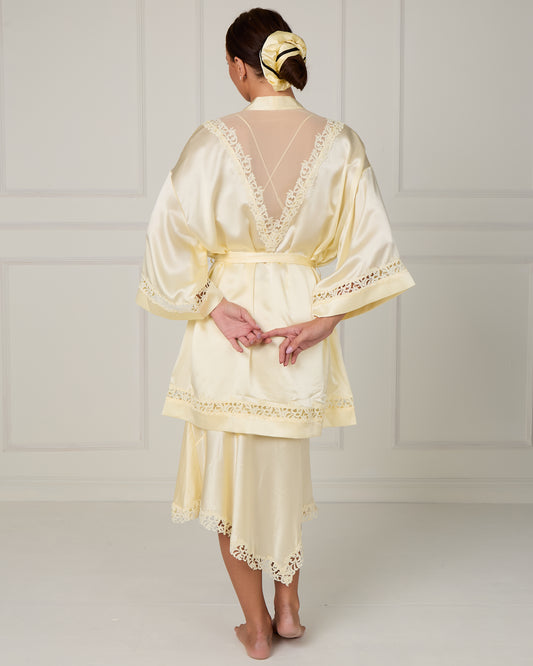 Serenya - Silk Lace Kimono Robe