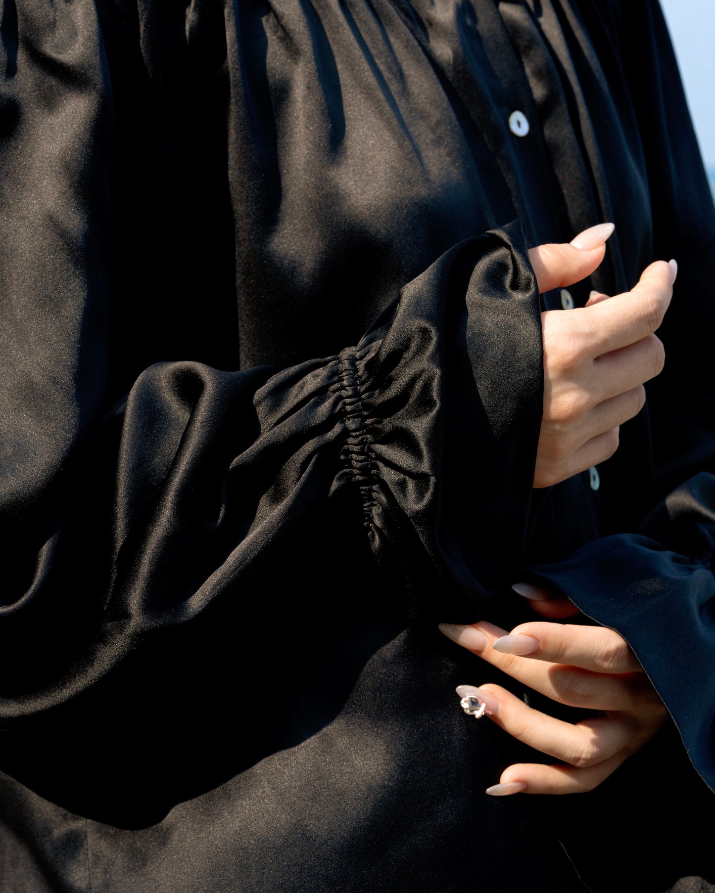 YŪGAWA Off-shoulder Silk Pyjama Set